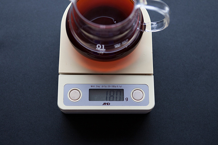コーヒーは180mlで抽出完了