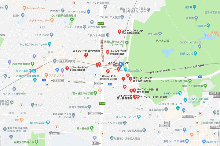 代々木八幡駅のコインパーキングマップ